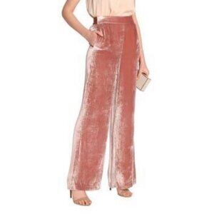Alice + Olivia Blush Velvet Wide-Leg Pants
